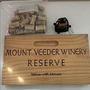 Wooden Wine Crate Panel- Natural Wood incl wine cork display holder & corks
